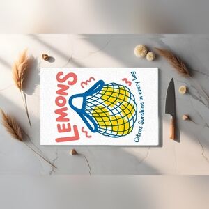 Lemons Citrus Cutting Board Glass 8 X 11